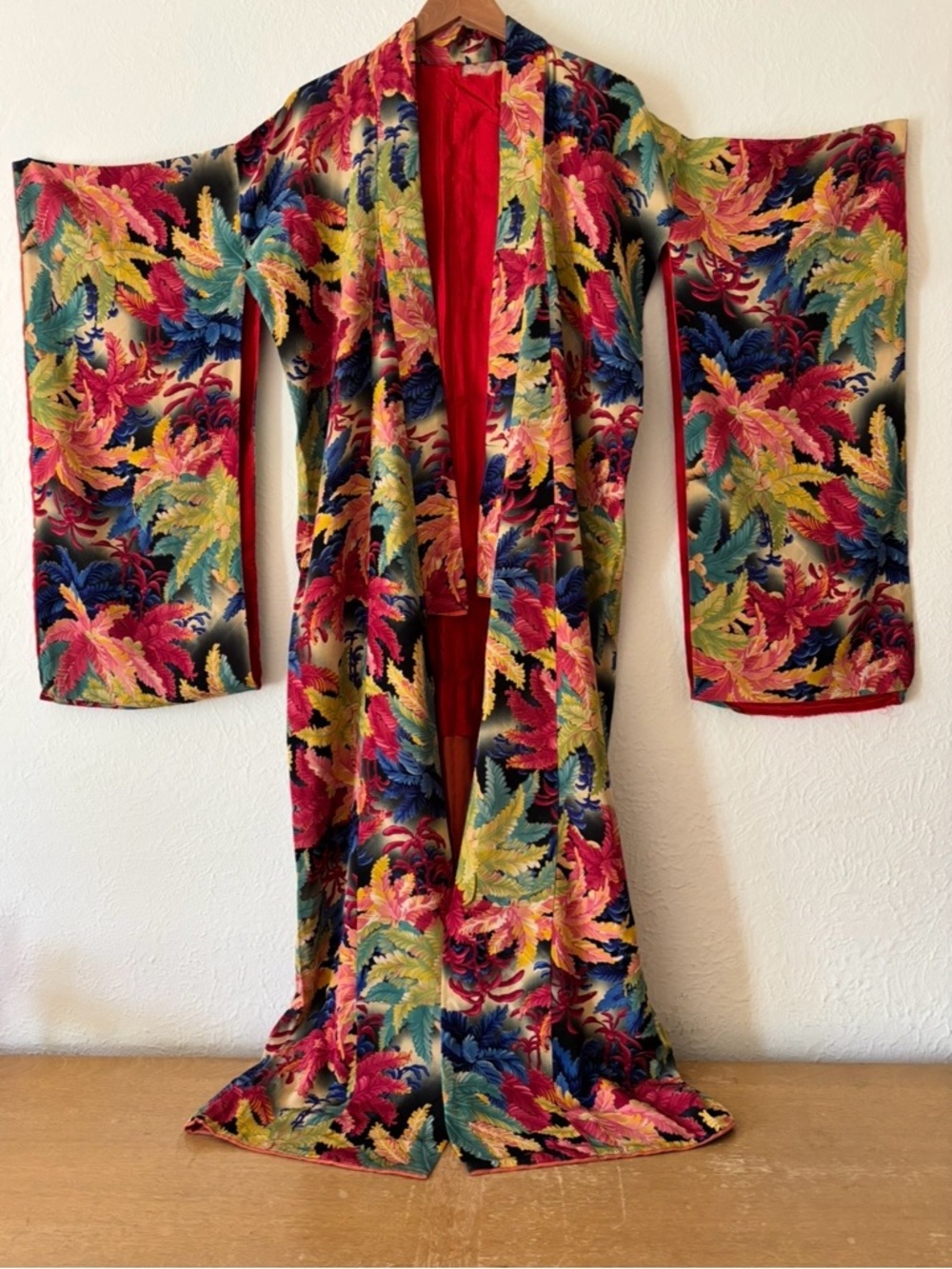Vintage Multicolor Floral Silk Kimono Robe